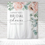 Floral Watercolor Pink Bridal Shower Tapestry<br><div class="desc">Enjoy this design featuring elegant pink peony and poppy florals with eucalyptus leaves cascading down one side.</div>
