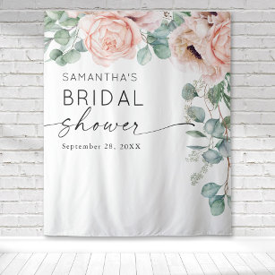 Floral Watercolor Pink Bridal Shower Tapestry