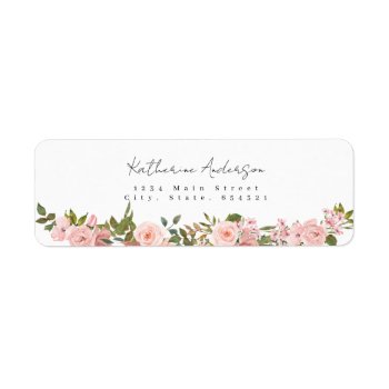Floral Watercolor Pink Flower Return Address Label by rusticwedding at Zazzle