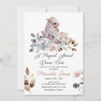 Floral Watercolor Pink Girl Dragon Baby Shower 