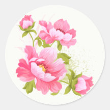 Floral Watercolor Pink Peonies Flower Stickers