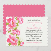 Floral Watercolor Pink Peony Flower Wedding