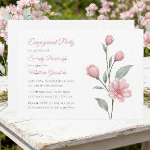 Floral Watercolor Pink Sage Engagement Party Invitation