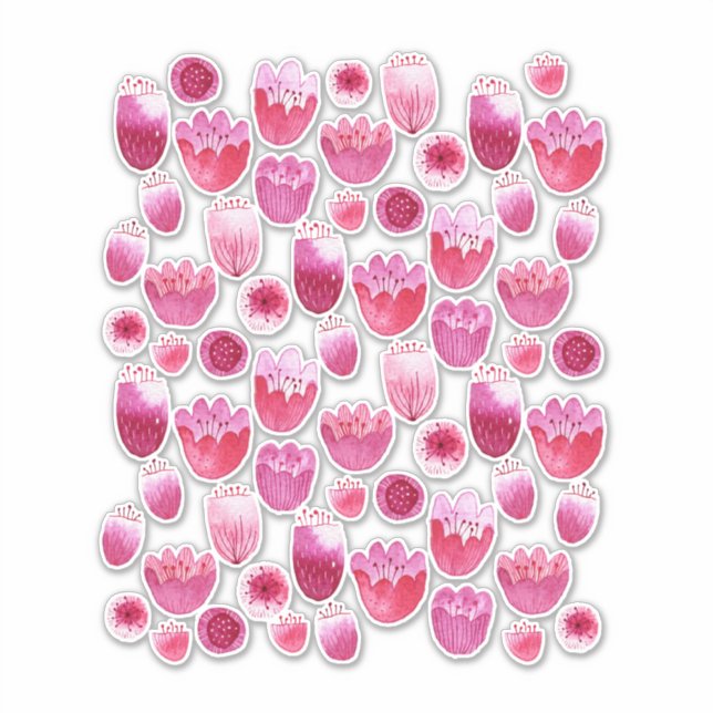 Floral Watercolor Pink Sticker (Front)