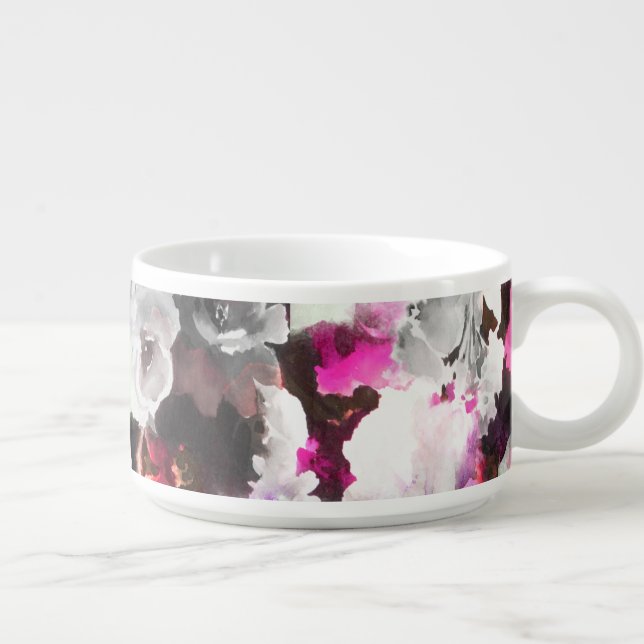 Floral Watercolor - Pink & white abstract design Bowl (Left)