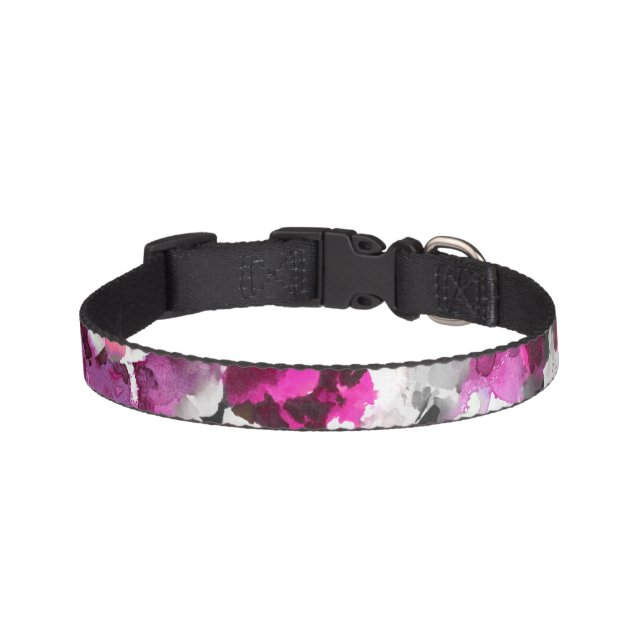 Floral Watercolor - Pink & white abstract design Pet Collar (Front)