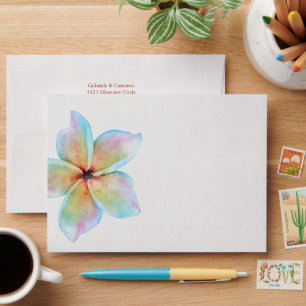Floral Watercolor Plumeria Terracotta Wedding Envelope