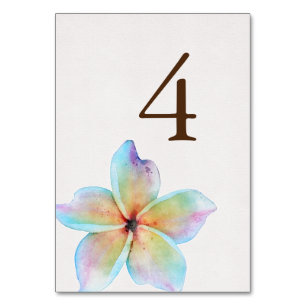 Floral Watercolor Plumeria Terracotta Wedding Table Number