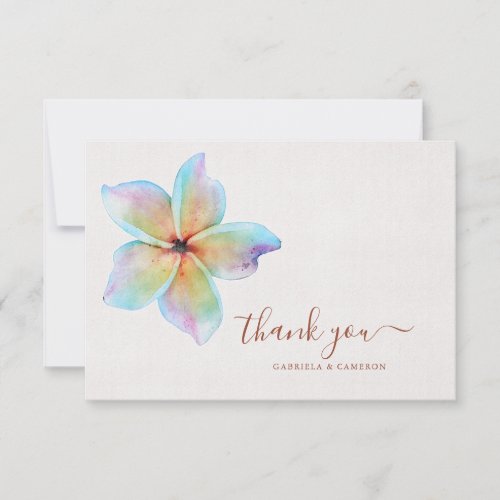 Floral Watercolor Plumeria Terracotta Wedding Thank You Card