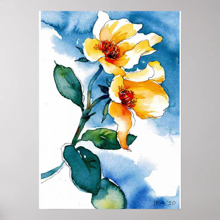 Floral watercolor poster Zazzle