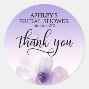 Floral Watercolor Purple Lavender Bridal Shower Classic Round Sticker
