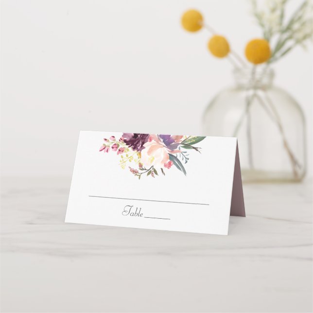 Floral Watercolor Purple Lavender Place Card (Front)