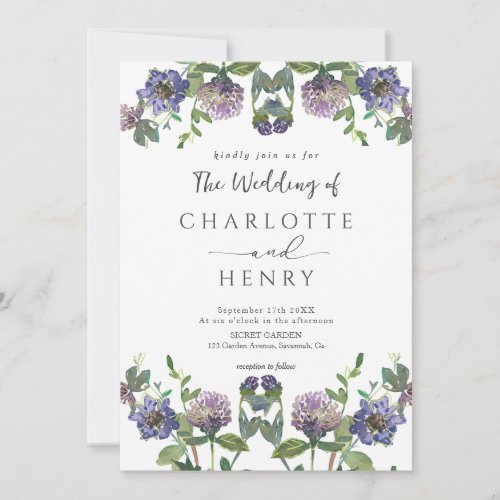 Floral Watercolor QR Code Wedding Invitation