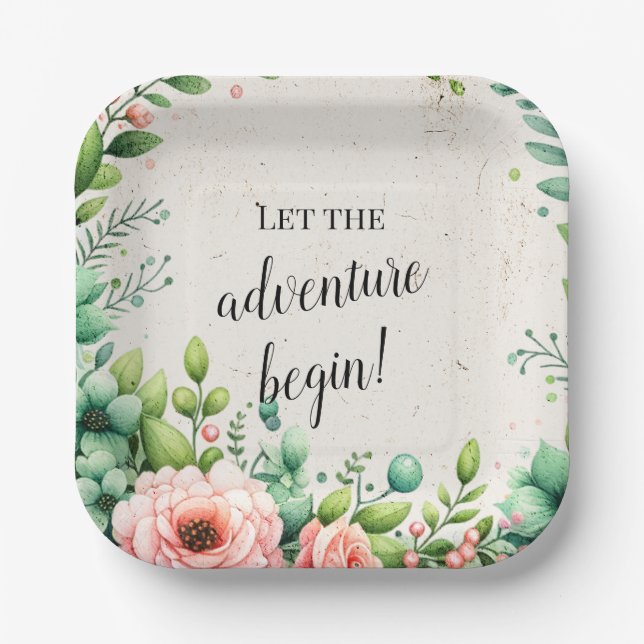 Floral Watercolor Retirement Party  Paper Plates (Front)