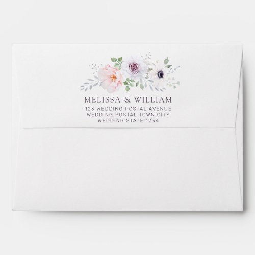 Floral Watercolor Rose Anemone Wedding Address Envelope