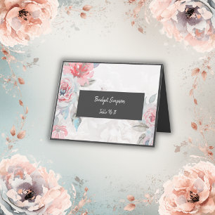 Floral watercolor rose peony wedding guest card