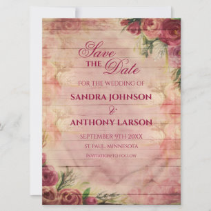 Floral Watercolor Rose Save The Date