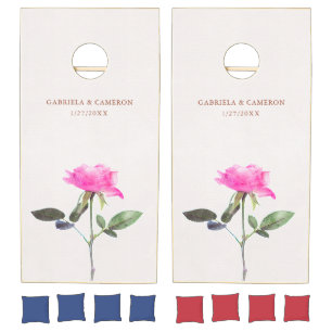 Floral Watercolor Rose Terracotta Wedding Cornhole Set