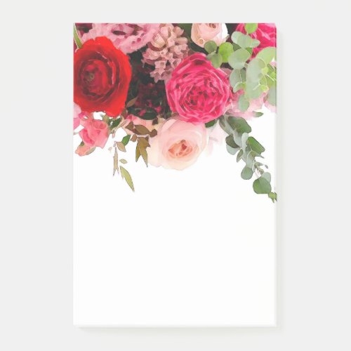 Floral Watercolor Roses Flowers Blank Template Post_it Notes