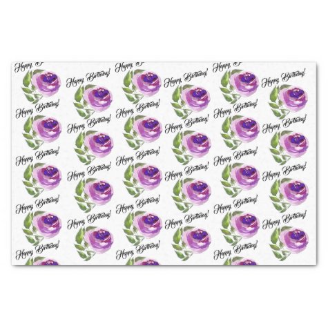 Floral Watercolor Roses Pattern | Happy Birthday
