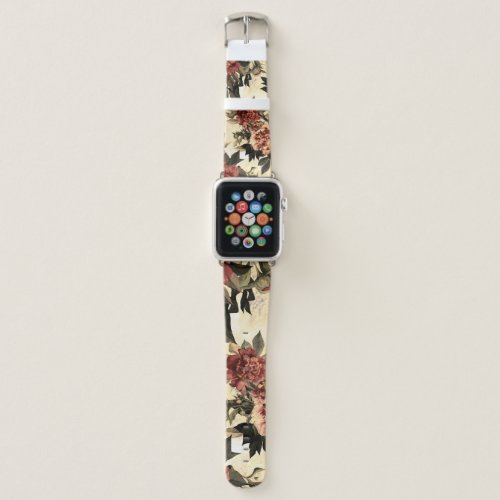 Floral Watercolor Roses Peonies Pattern Apple Watch Band