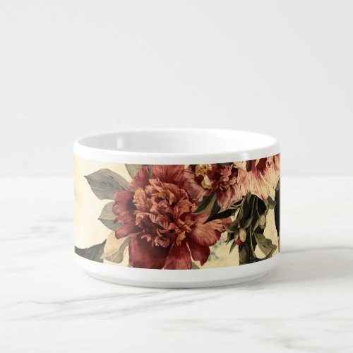 Floral Watercolor Roses Peonies Pattern Bowl