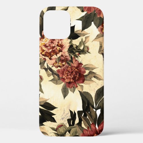Floral Watercolor Roses Peonies Pattern iPhone 12 Case