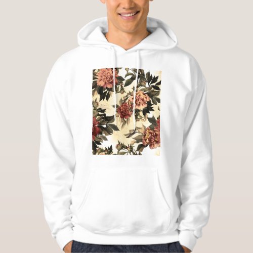 Floral Watercolor Roses Peonies Pattern Hoodie