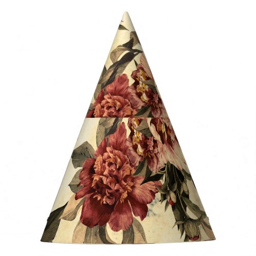 Floral Watercolor Roses Peonies Pattern Party Hat