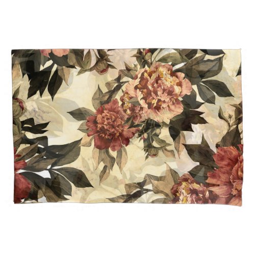 Floral Watercolor Roses Peonies Pattern Pillow Case