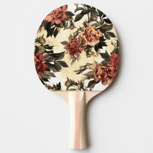 Floral Watercolor Roses Peonies Pattern Ping Pong Paddle