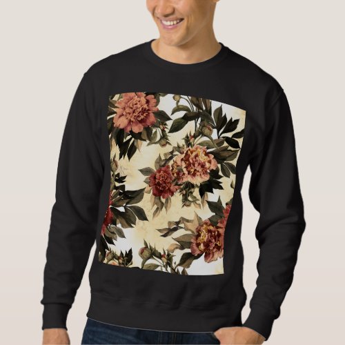 Floral Watercolor Roses Peonies Pattern Sweatshirt