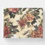 Floral Watercolor Roses, Peonies Pattern. Wooden Box Sign