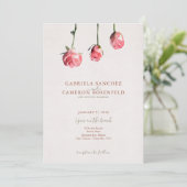 Floral Watercolor Roses Terracotta Wedding Invitation (Standing Front)