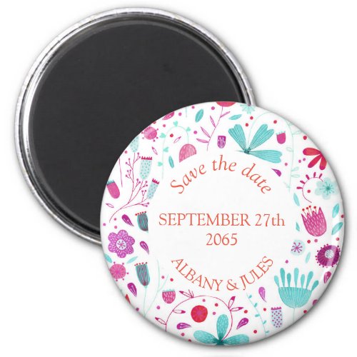 Floral Watercolor Save the Date Magnet