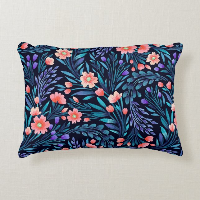 Floral watercolor seamless pattern. accent pillow (Front)