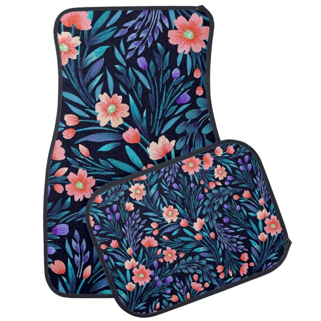 Floral watercolor seamless pattern. car floor mat (Set)