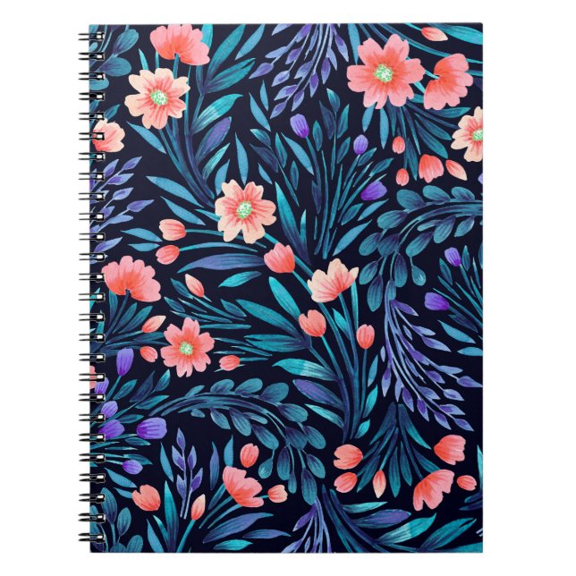 Floral watercolor seamless pattern. notebook (Front)