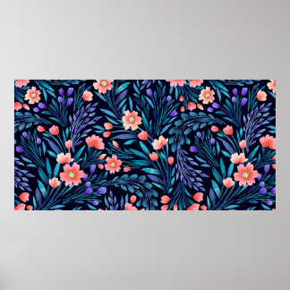 Floral watercolor seamless pattern. poster