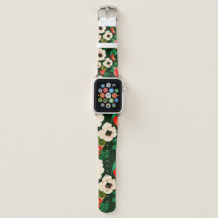 Floral watercolor seamless pattern. White poppies  Apple Watch Band