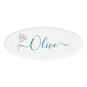 Floral Watercolor Sketch Name Tag – Personalized