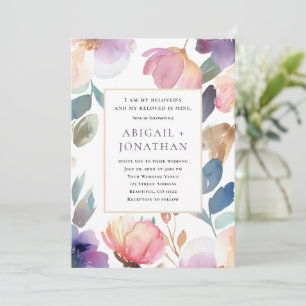 Floral Watercolor Song of Solomon Bible Wedding Invitation