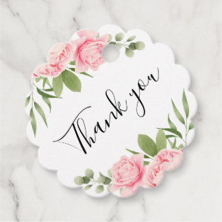 Floral watercolor spring / summer rose wedding favor tags