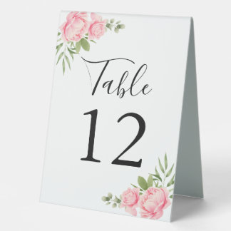 Floral watercolor spring / summer rose wedding table tent