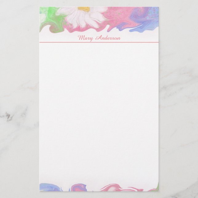 Floral Watercolor Stationary Stationery (Front)