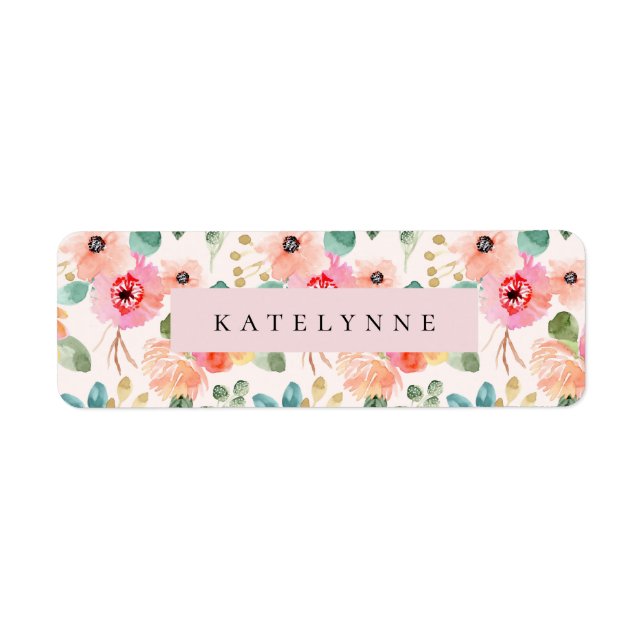 Floral Watercolor Stickers Flowers Name Labels (Front)