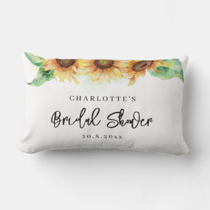 Floral Watercolor Sunflower Bridal Shower Lumbar Pillow
