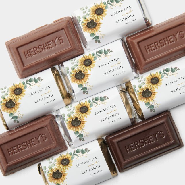 Floral Watercolor Sunflower Wedding Hershey's Miniatures (Assorted)