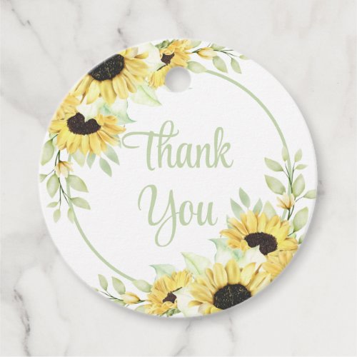 Floral Watercolor Sunflowers Wedding Thank You     Favor Tags