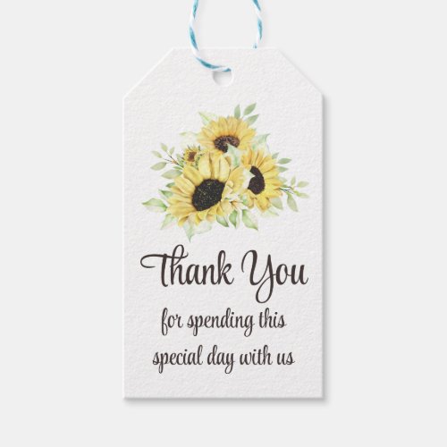 Floral Watercolor Sunflowers Wedding Thank You  Gift Tags